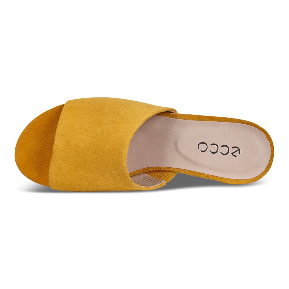 ECCO Womens Slides Yellow - Flat Sandals Ii - EUC-573140